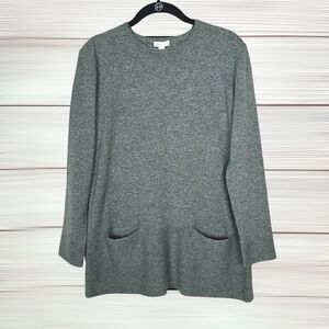 J. Jill Cashmere Gray Sweater Tunic Crew Neck Pockets A-line size S